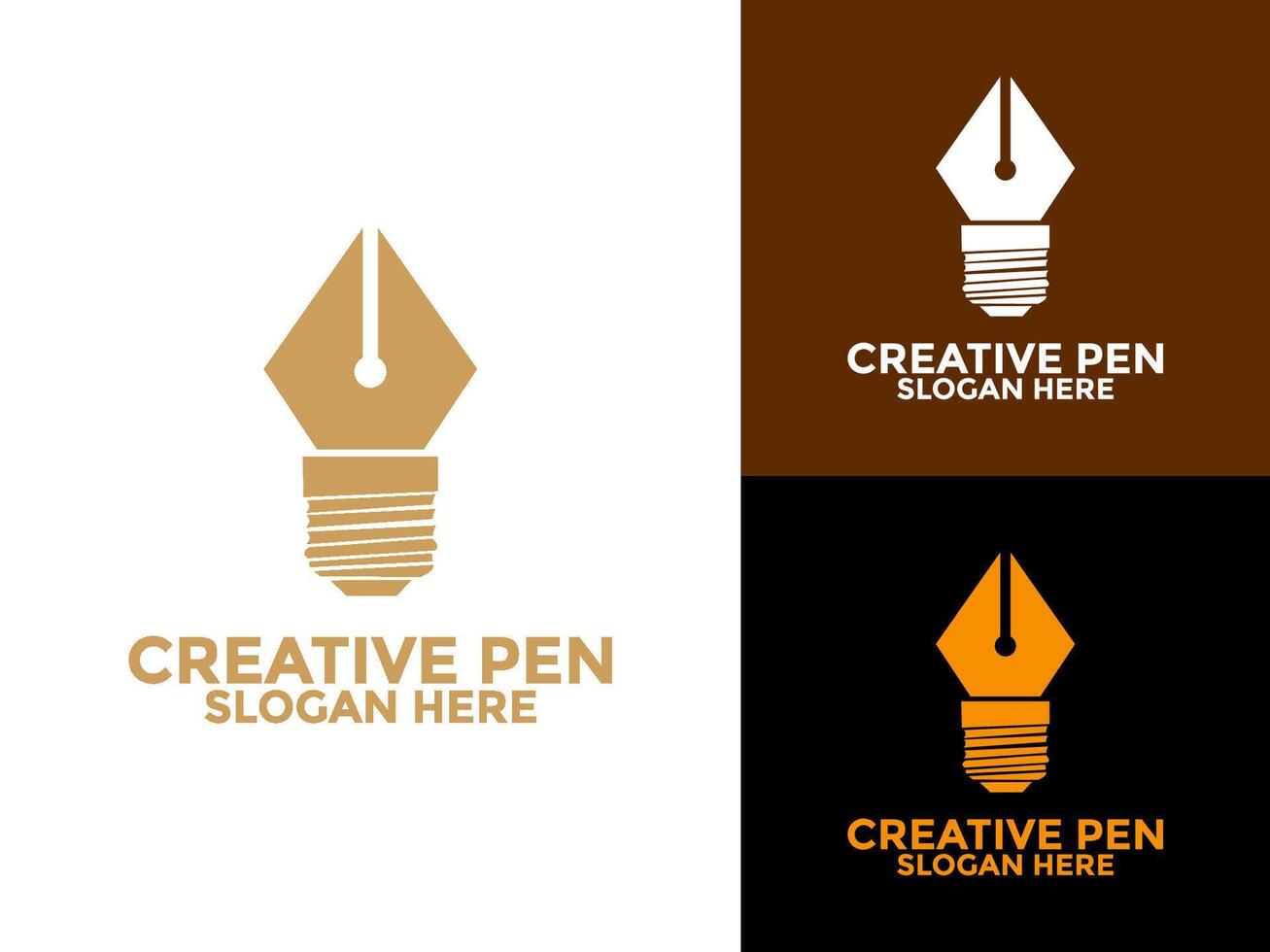 Pen Bulb logo design , signature logo design template vector