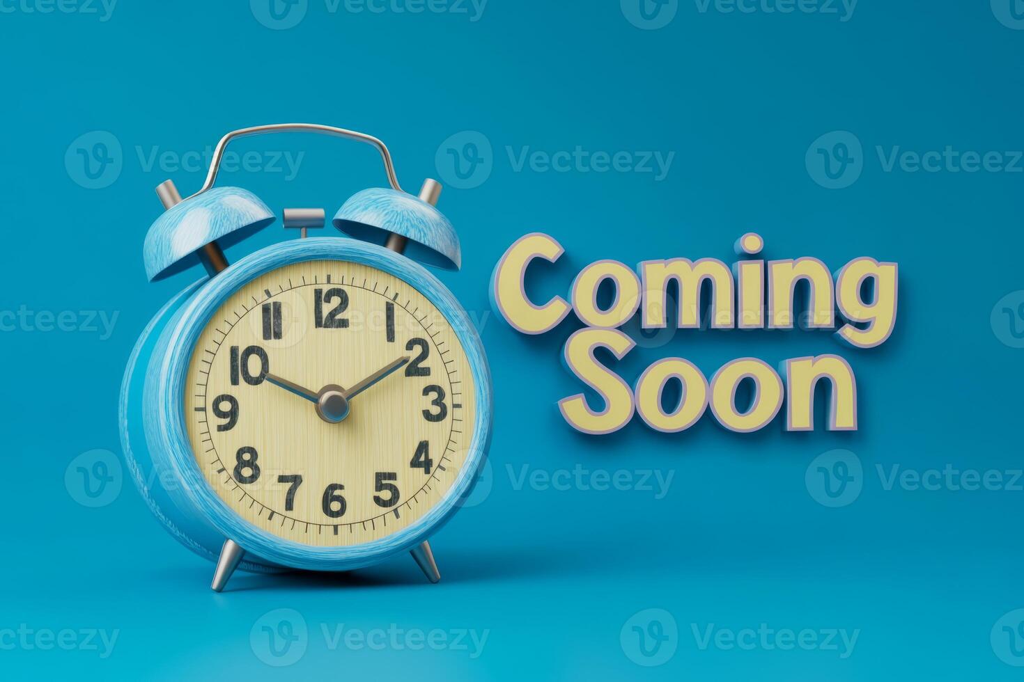 This charming vintage alarm clock with a Coming Soon message is ideal for promoting your new products or website placeholders, evoking nostalgia and excitement among your audience photo