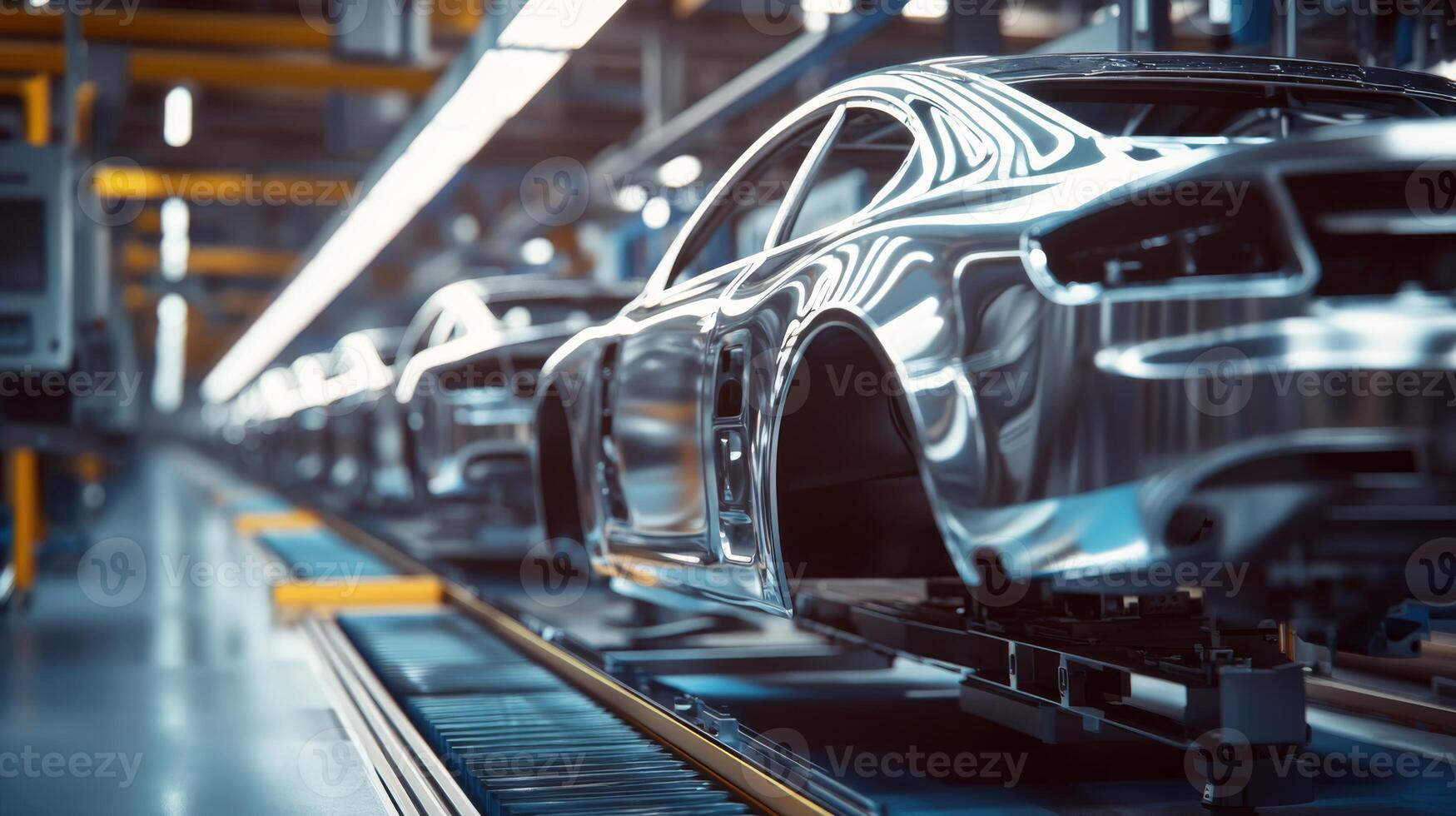 An advanced automotive assembly line designed to showcase precision engineering and efficiently utilizes stateoftheart automation techniques for the manufacturing of car chassis components photo