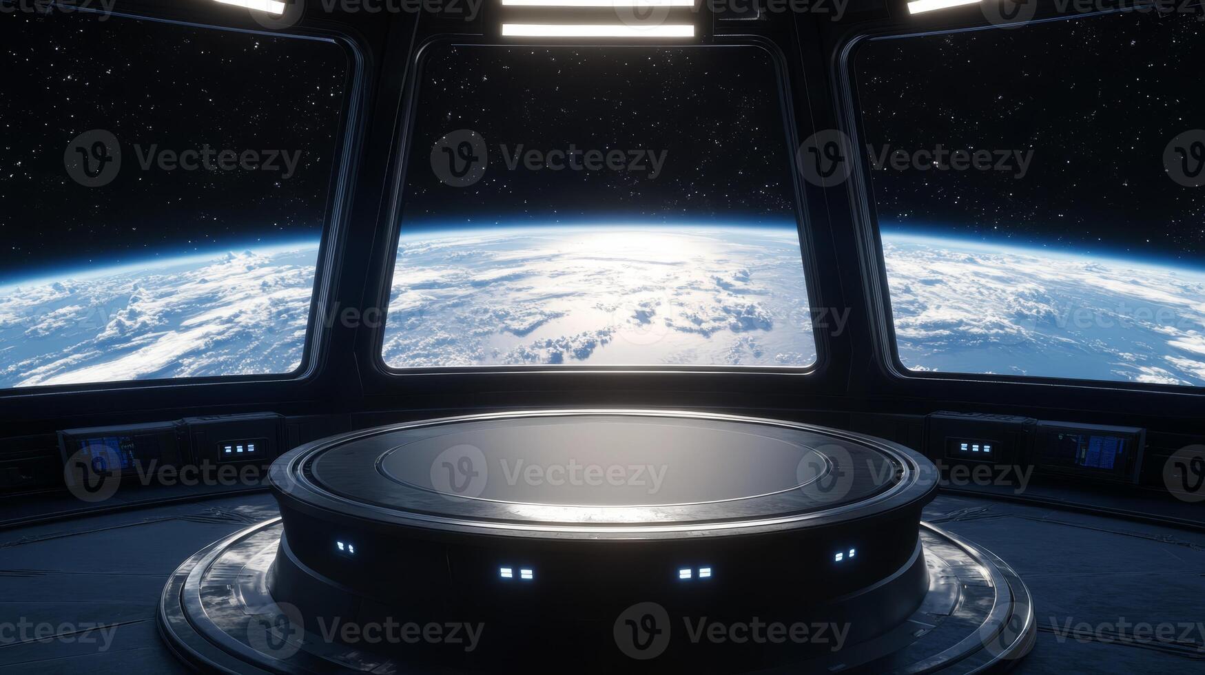 Imagine a futuristic space station with a stunning view of Earth, perfect for thrilling space exploration, captivating scifi themes, and innovative presentations that push creativitys boundaries photo