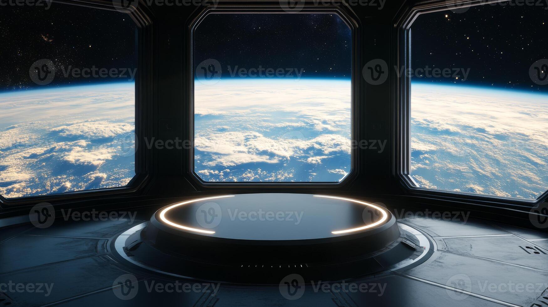 Imagine a stunning, futuristic view from a space station, showcasing Earths beautya perfect visual for scifi themes and captivating presentations on space exploration and the universes mysteries photo