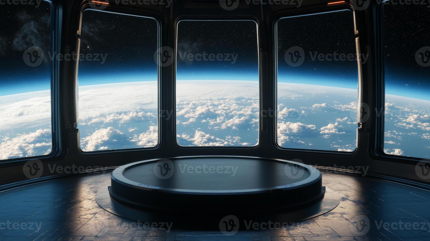 Imagine a stunning scifi space station with panoramic windows showcasing Earths beauty amid the vastness of deep space, creating an ideal backdrop for exploration, adventure, and discovery photo