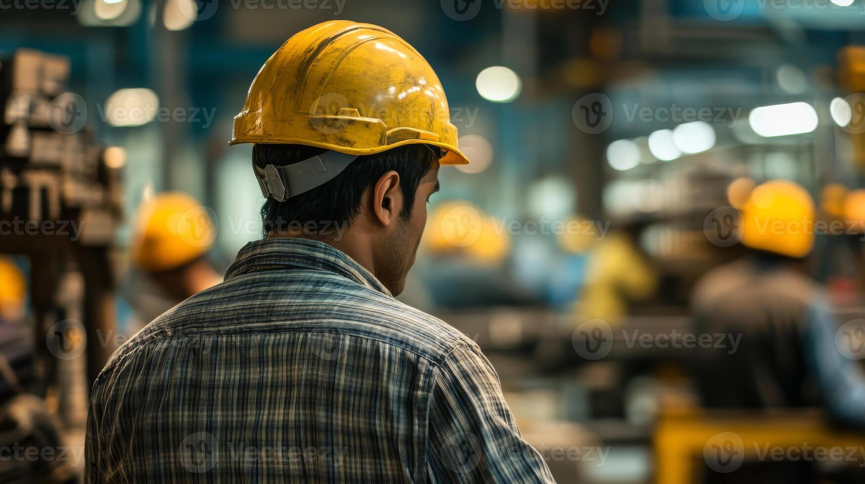 An industrial worker in a hard hat highlights the importance of safety training and effective risk management in construction, emphasizing the need to prioritize employee health and safety photo