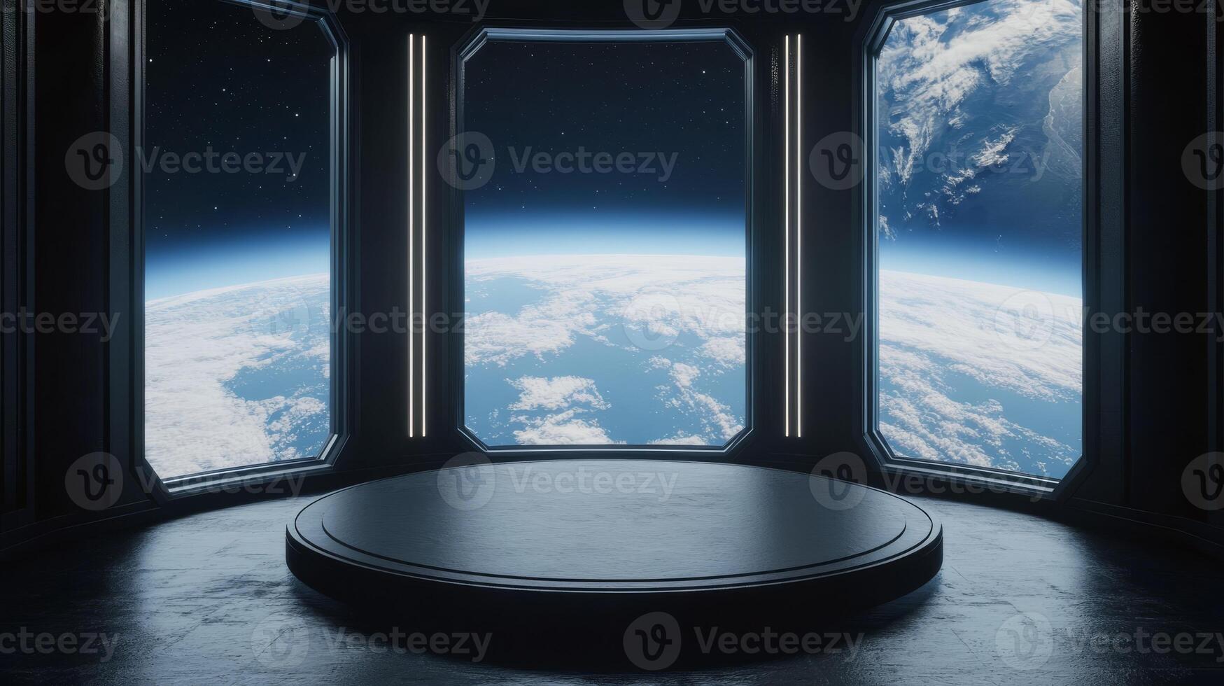 A modern space station with a sleek design offers stunning views of Earth, ideal for captivating scifi themes and thrilling space exploration missions for adventurers and dreamers photo