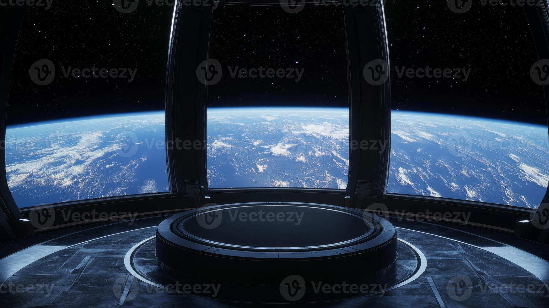 The innovative design of a modern space station provides a breathtaking view of Earth, embodying the essence of space exploration and showcasing humanitys aspirations and discoveries in the cosmos photo