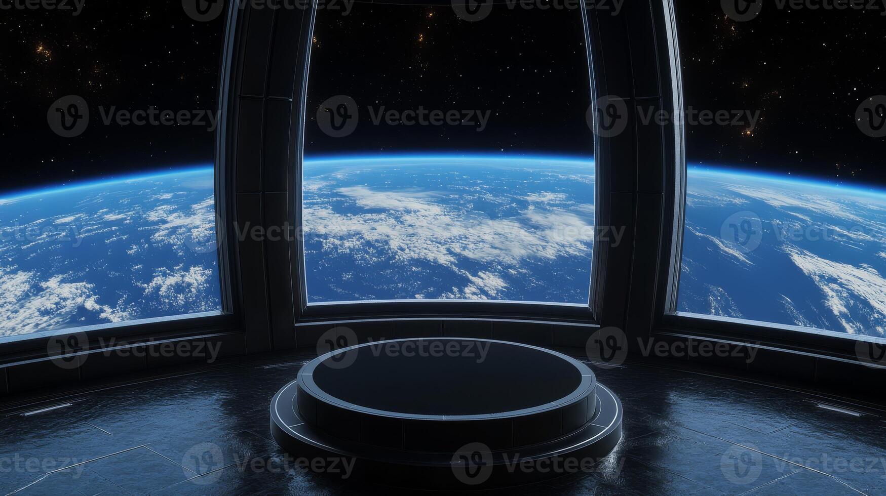 The innovative design of a futuristic space station offers stunning views of Earth from various observation windows, making it ideal for thrilling space exploration and captivating scifi themes photo