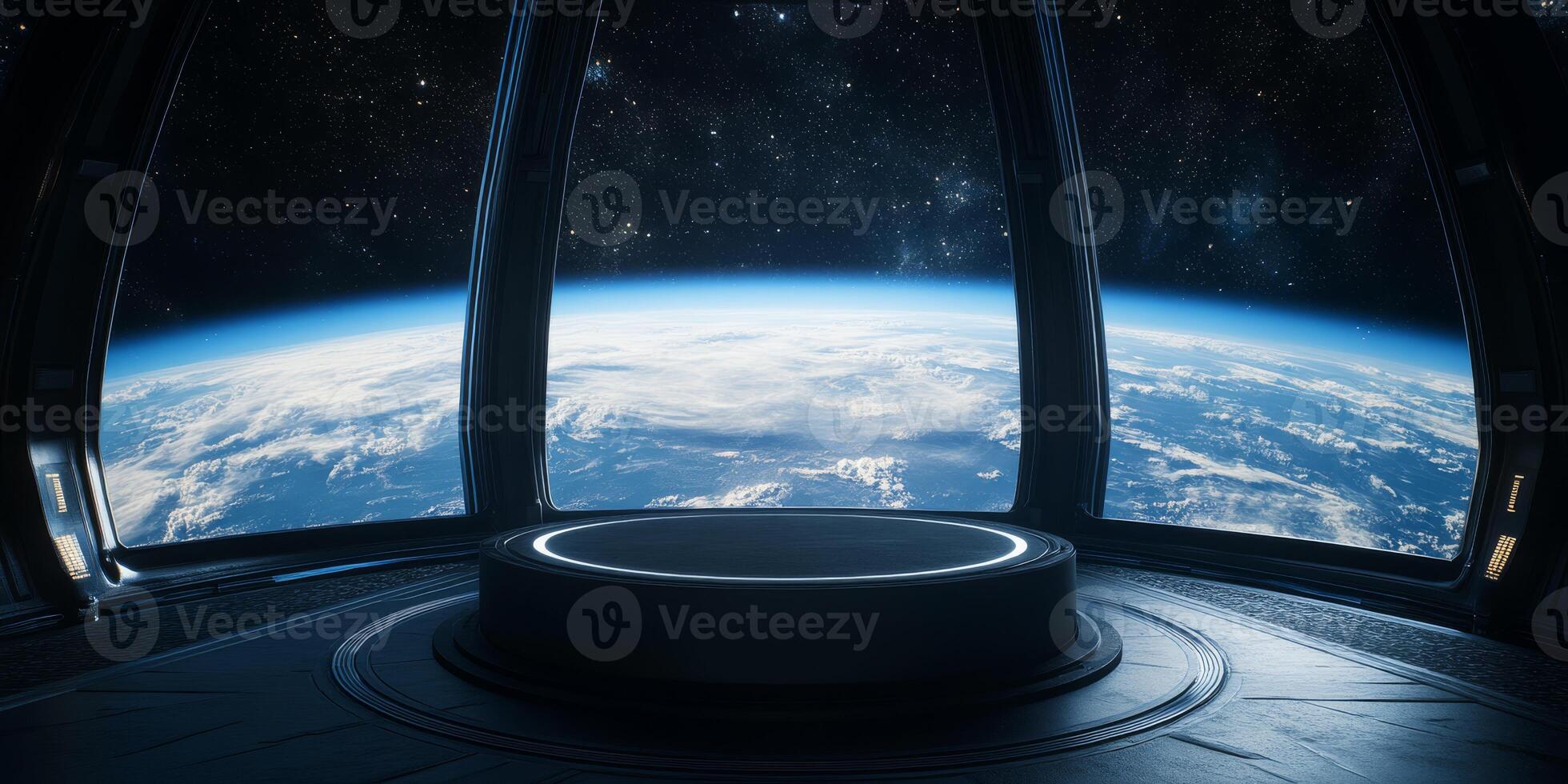 The space stations contemporary design offers stunning views of Earth, making it perfect for scifi themes and engaging presentations on space exploration and scientific discovery photo
