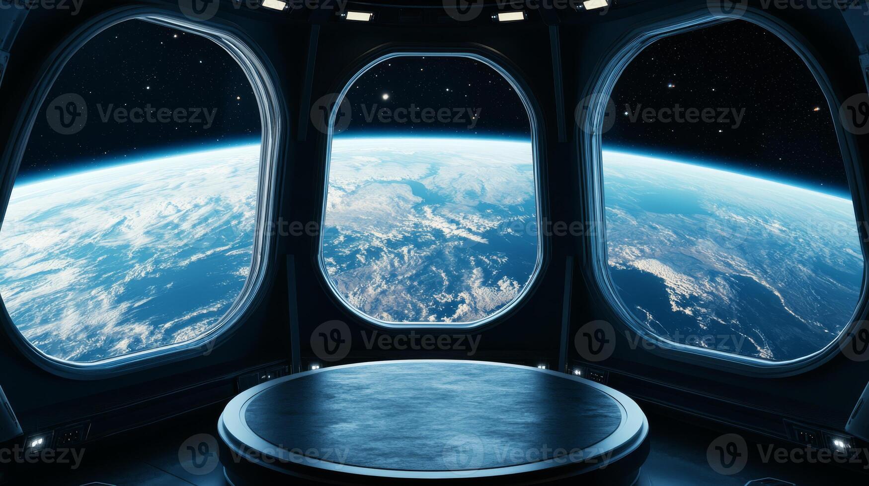 A futuristic space station offers a stunning view of Earth, making it perfect for captivating scifi themes and thrilling presentations on the wonders of space exploration and discovery photo