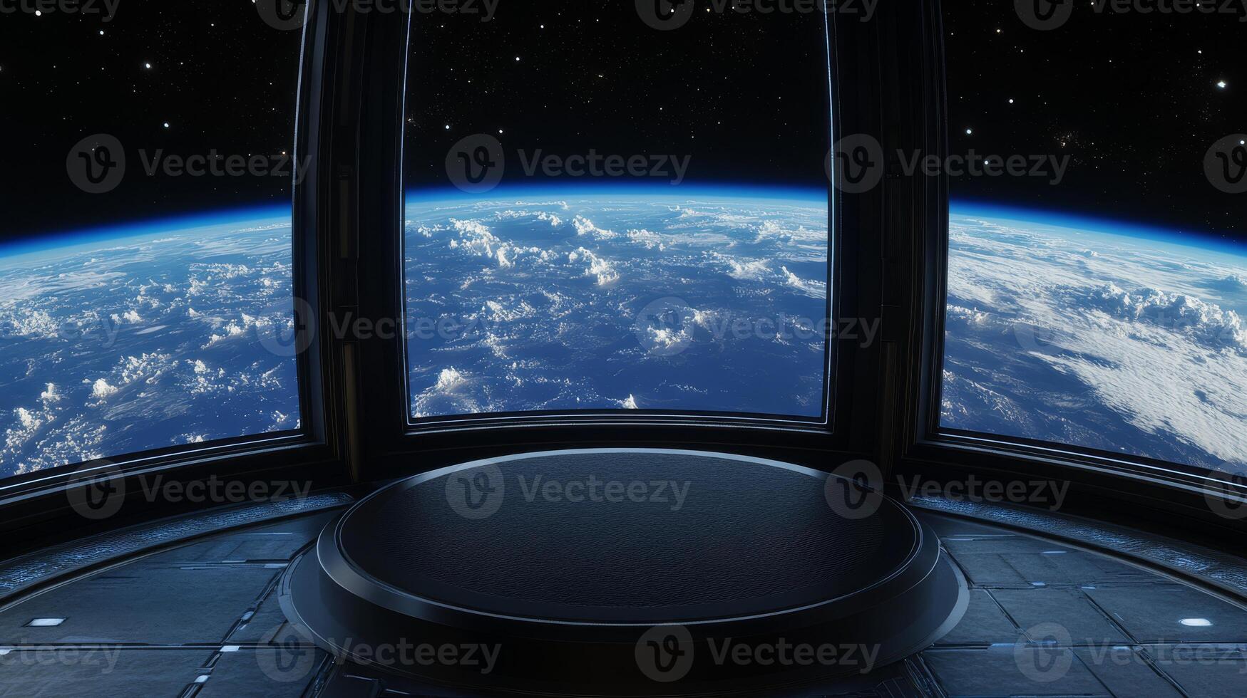 A stunning futuristic space station, designed for innovation and minimalism, provides an unparalleled view of Earth, capturing the extraordinary themes of scifi and space exploration photo