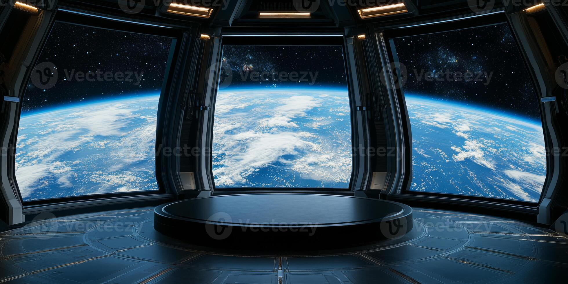 A breathtaking and visually striking futuristic space station that offers panoramic views of Earth, seamlessly combining scifi aesthetics with cuttingedge technology designed for space exploration photo