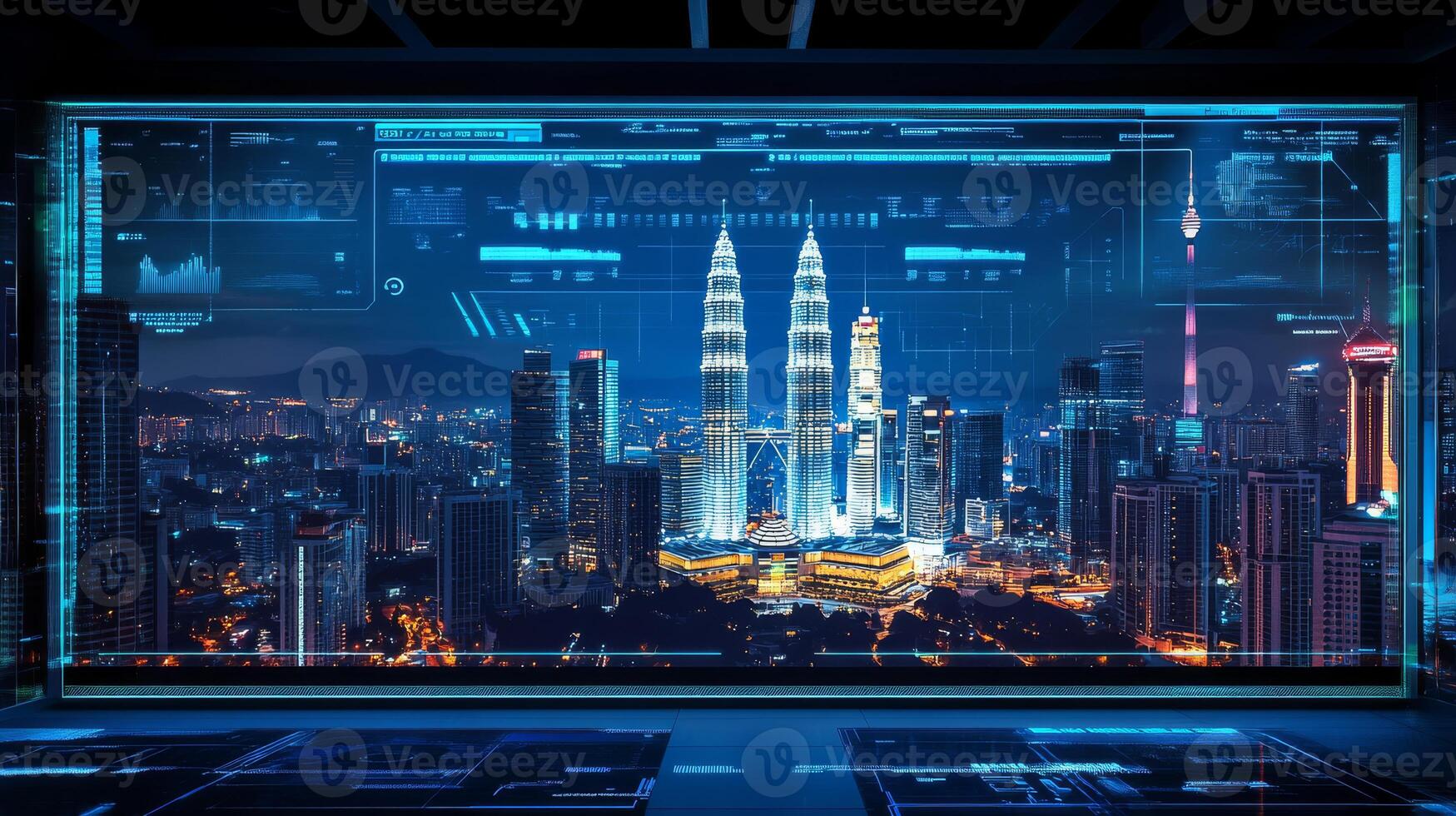 Picture a lively city skyline at night, shining bright with life, showcasing a blend of technology, innovation, dynamic lighting, and an energetic sense of movement and excitement photo