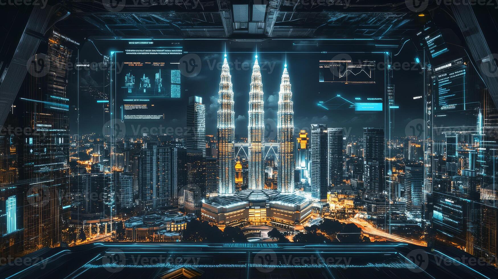 In a vibrant city filled with advanced technology, dynamic visuals create a captivating futuristic atmosphere, inviting people from all walks of life to explore its wonders and innovations photo