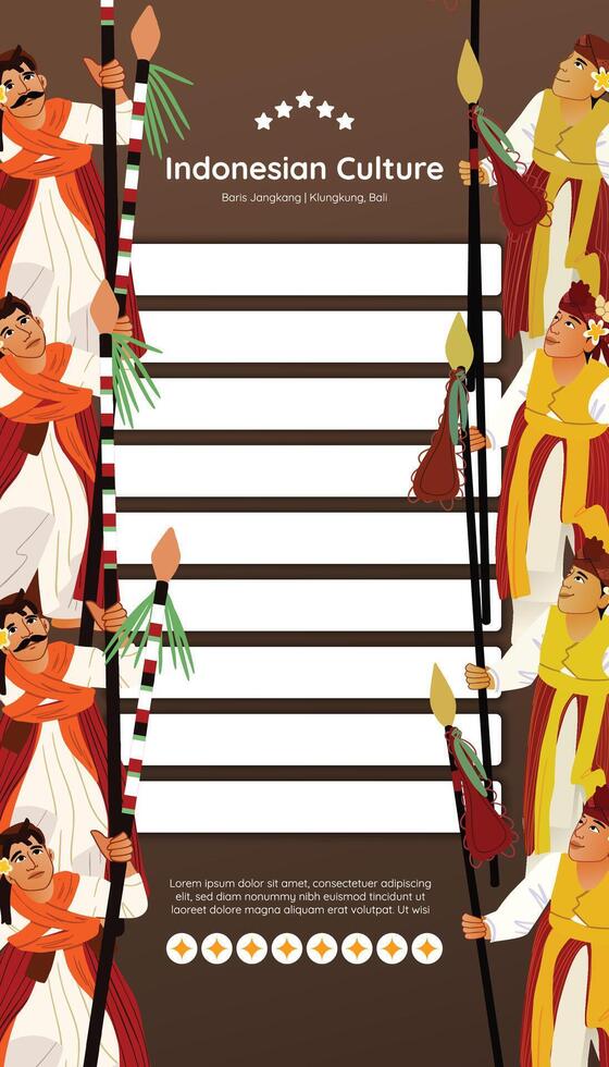 Social Media post template idea with Indonesia Bali dancer illustration vector