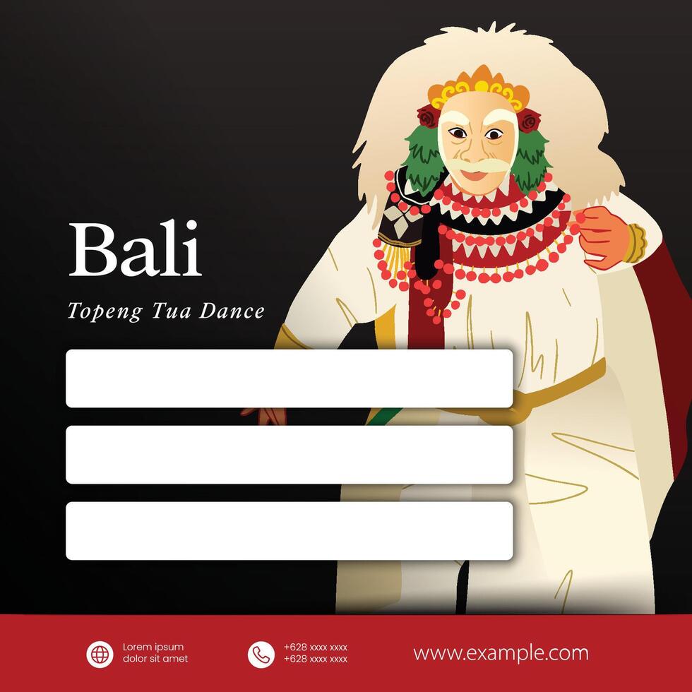 Tourism event poster layout idea with Indonesia Bali dancer illustration vector