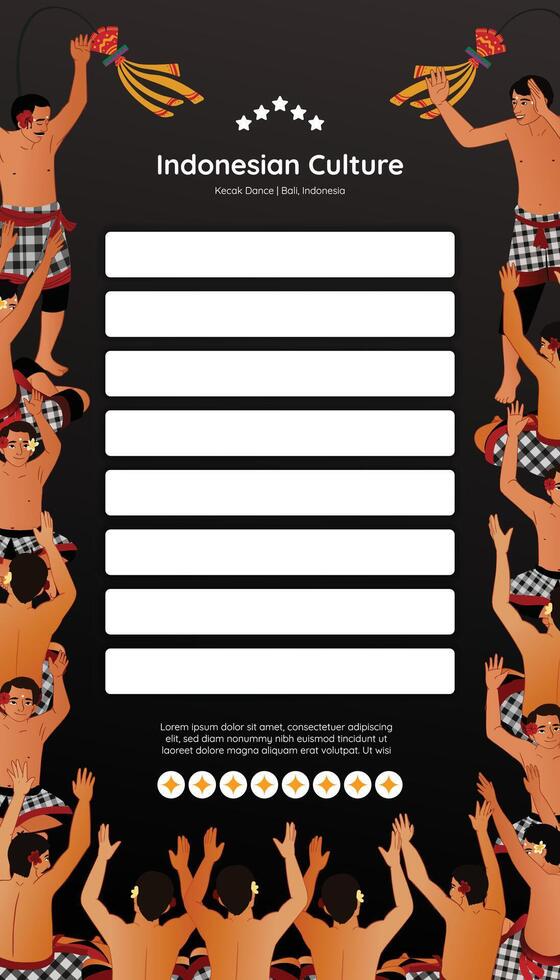 Balinese kecak dancer Illustration for social media post vector