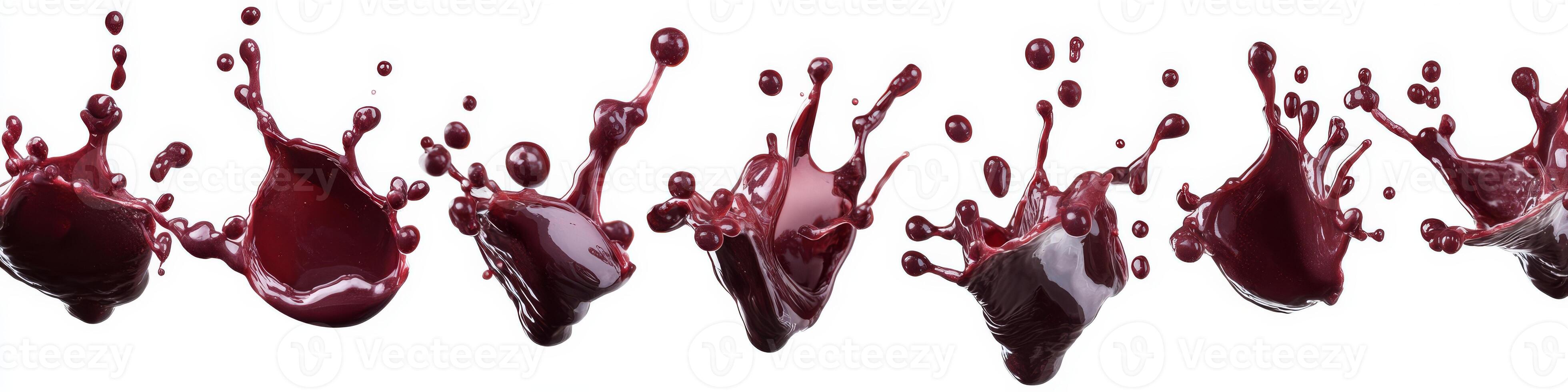 This is a visually striking series of blood drips and splashes created against a clean white background, making it perfect for various applications such as horror, medical, or crimethemed projects photo