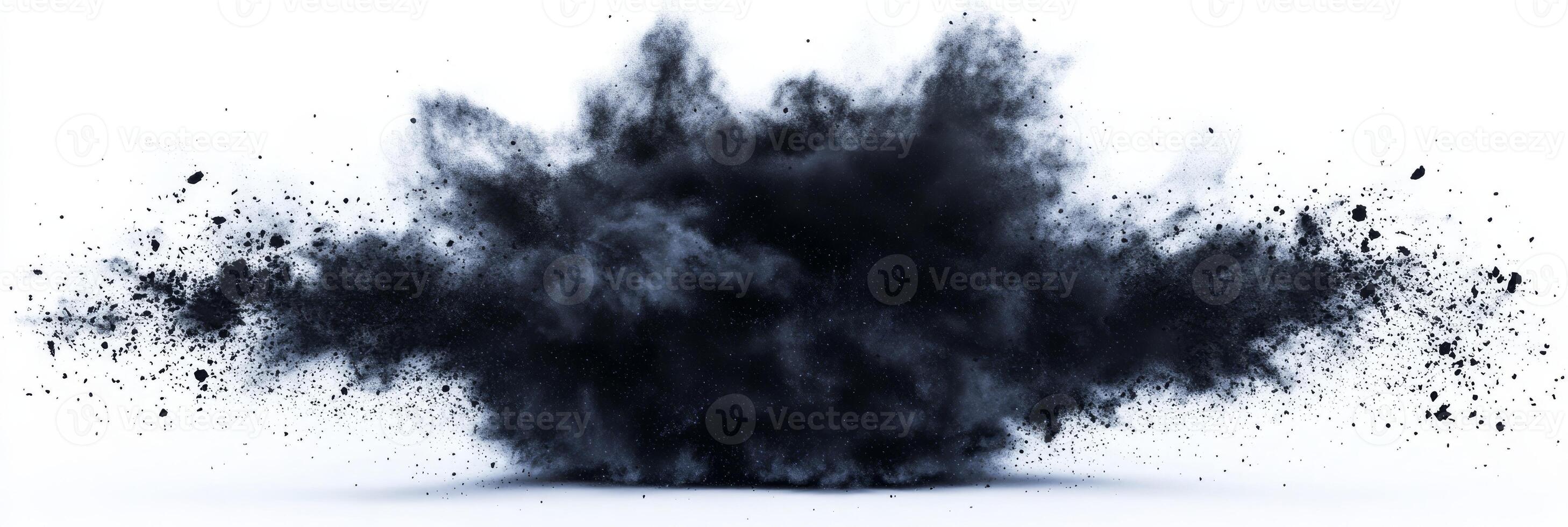 This bold design features a dramatic explosion of black smoke, enhanced with intricate textures and abstract patterns, ideal for modern graphic design and various creative projects photo