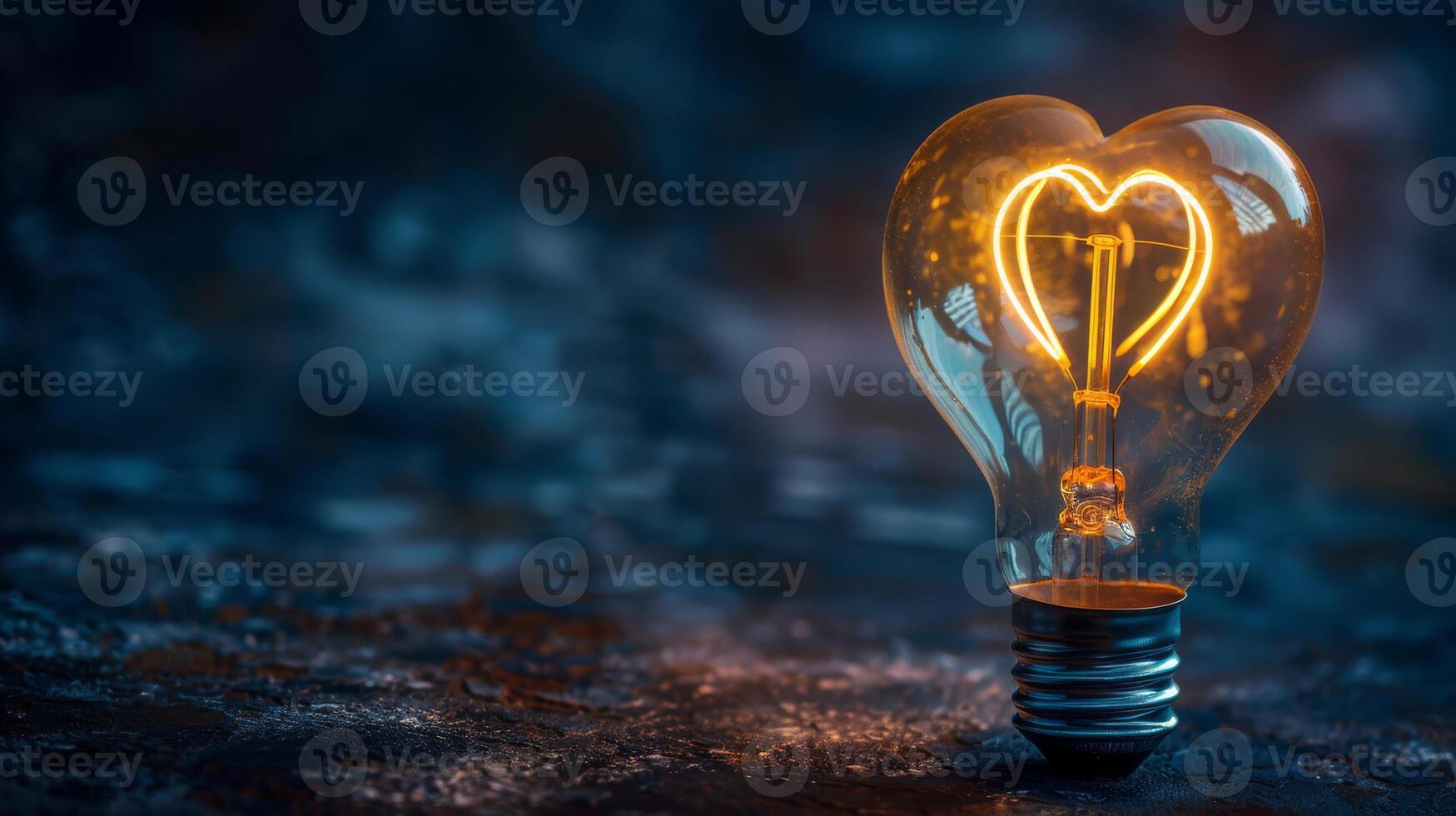 In a welcoming atmosphere, a heartshaped light bulb radiates a cozy glow, creating a charming and intimate setting photo
