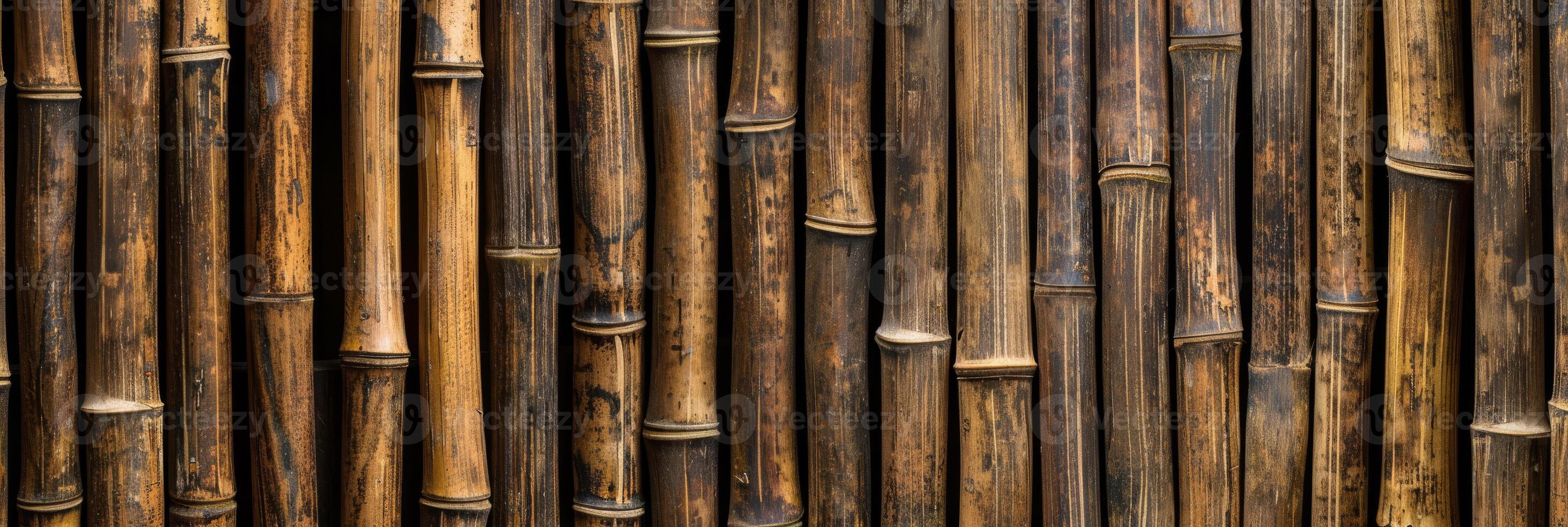 A closeup view of a beautiful bamboo wall that showcases its natural texture and the warmth it provides photo