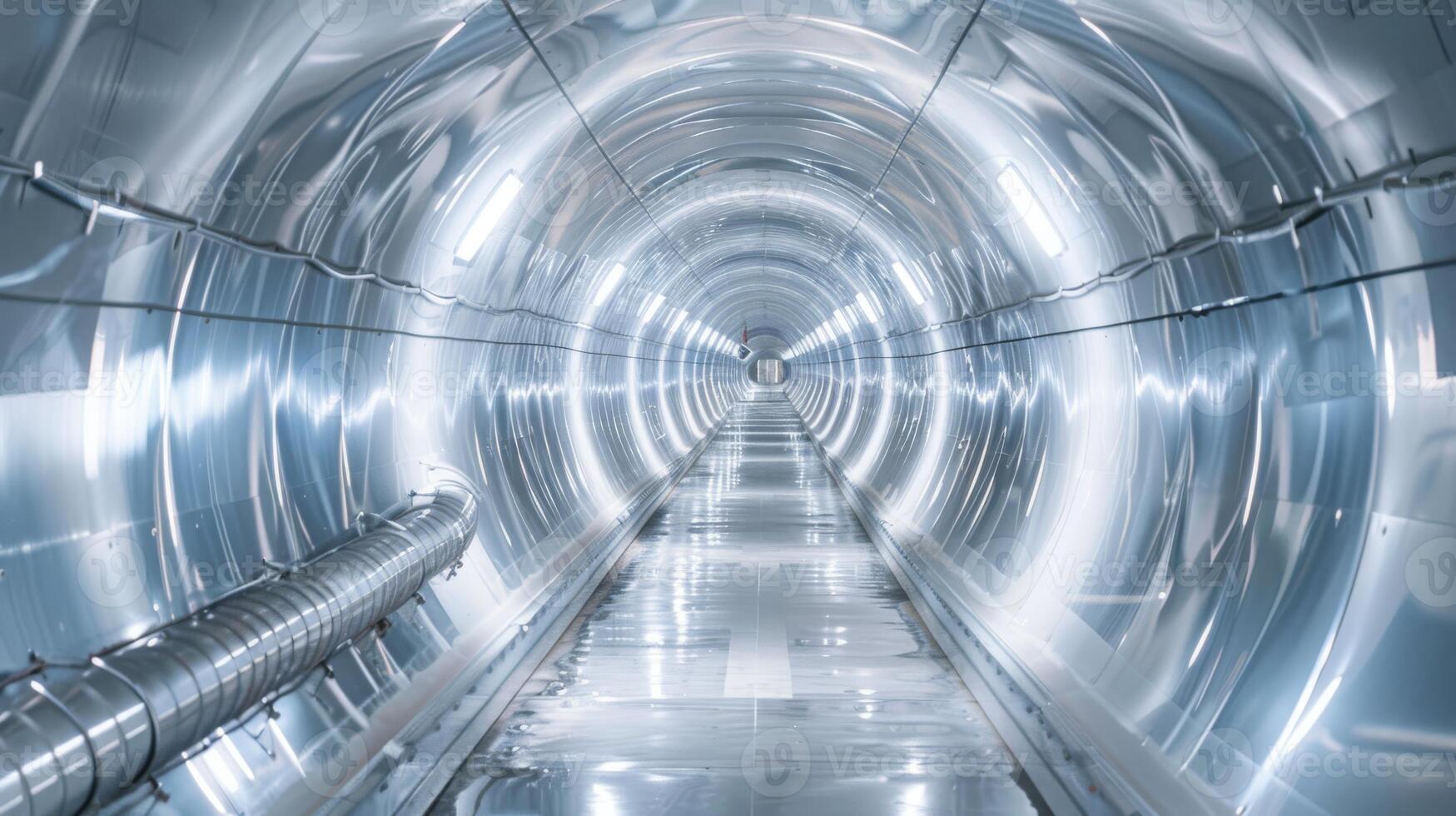 A modern, beautifully illuminated tunnel that showcases sleek design elements and cuttingedge advanced technology photo