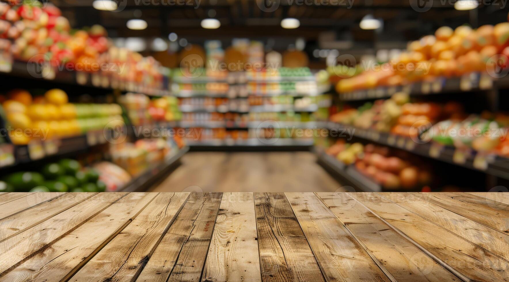 A vibrant and colorful array of fresh fruits and vegetables displayed beautifully in a wellstocked grocery store photo