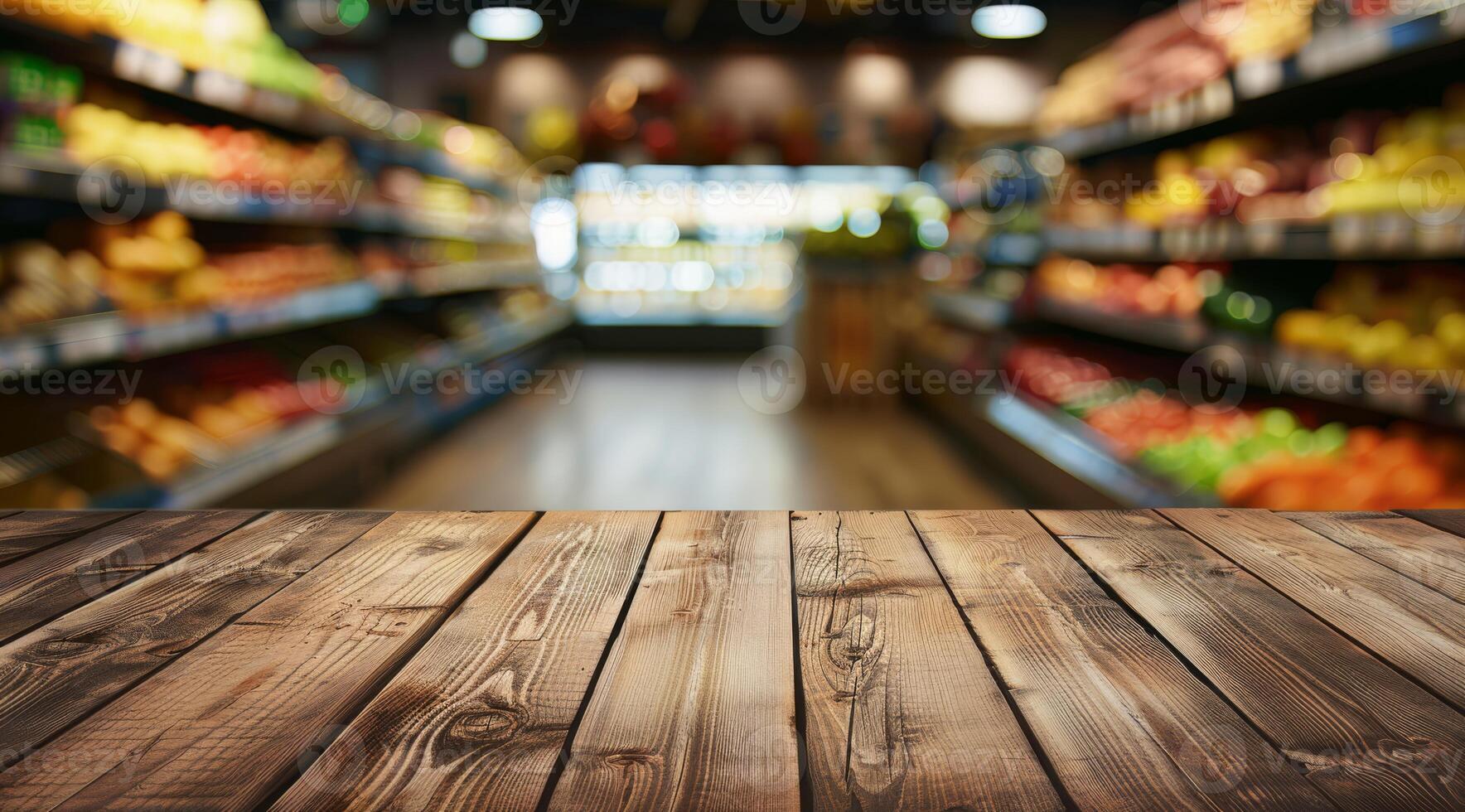A vibrant grocery store produce aisle with colorful fruits and fresh vegetables for customers to admire photo