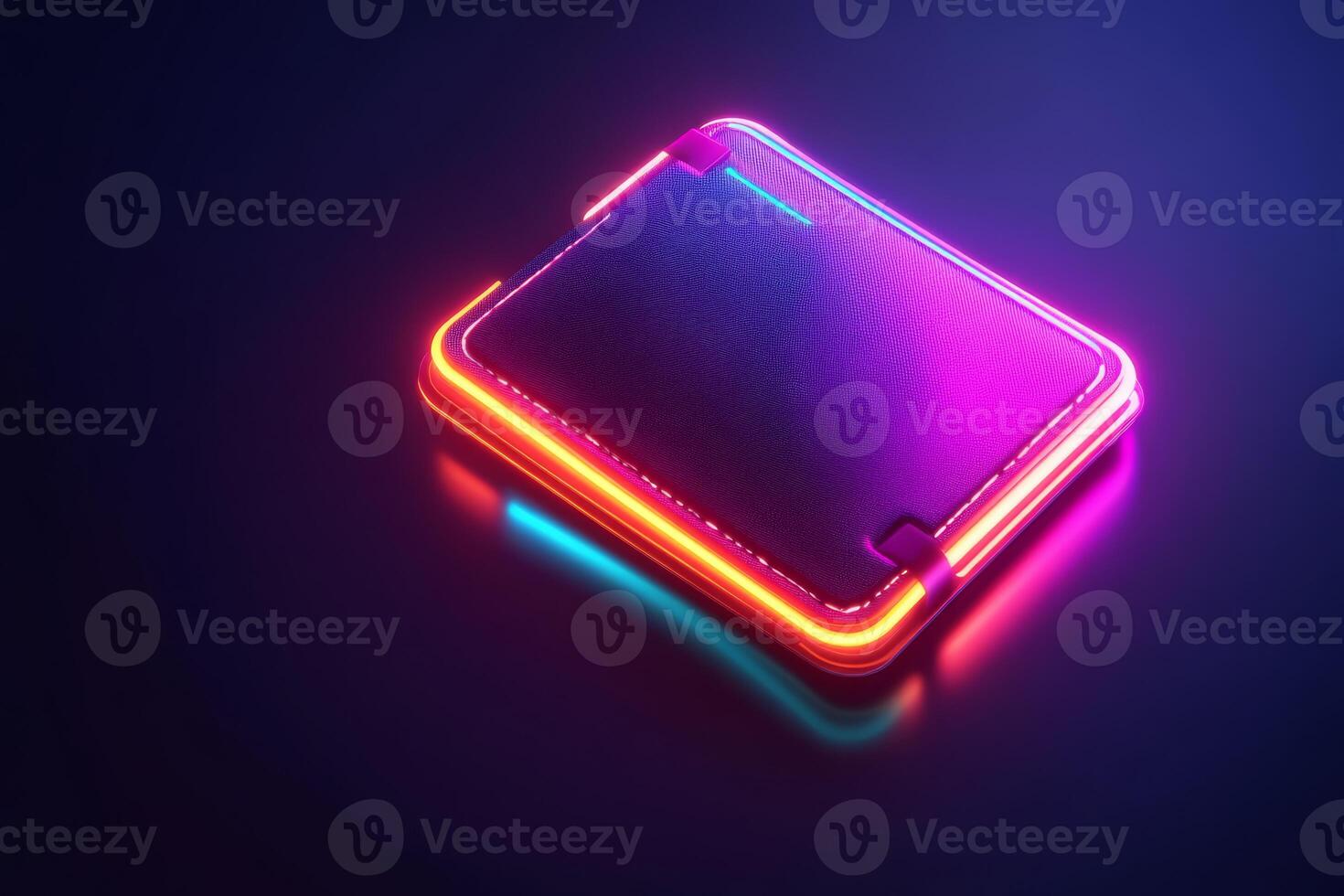 A vibrant digital wallet, illuminated by bright neon lights, serves as a powerful symbol of innovation within the realm of online finance and the enhancement of secure transactions photo