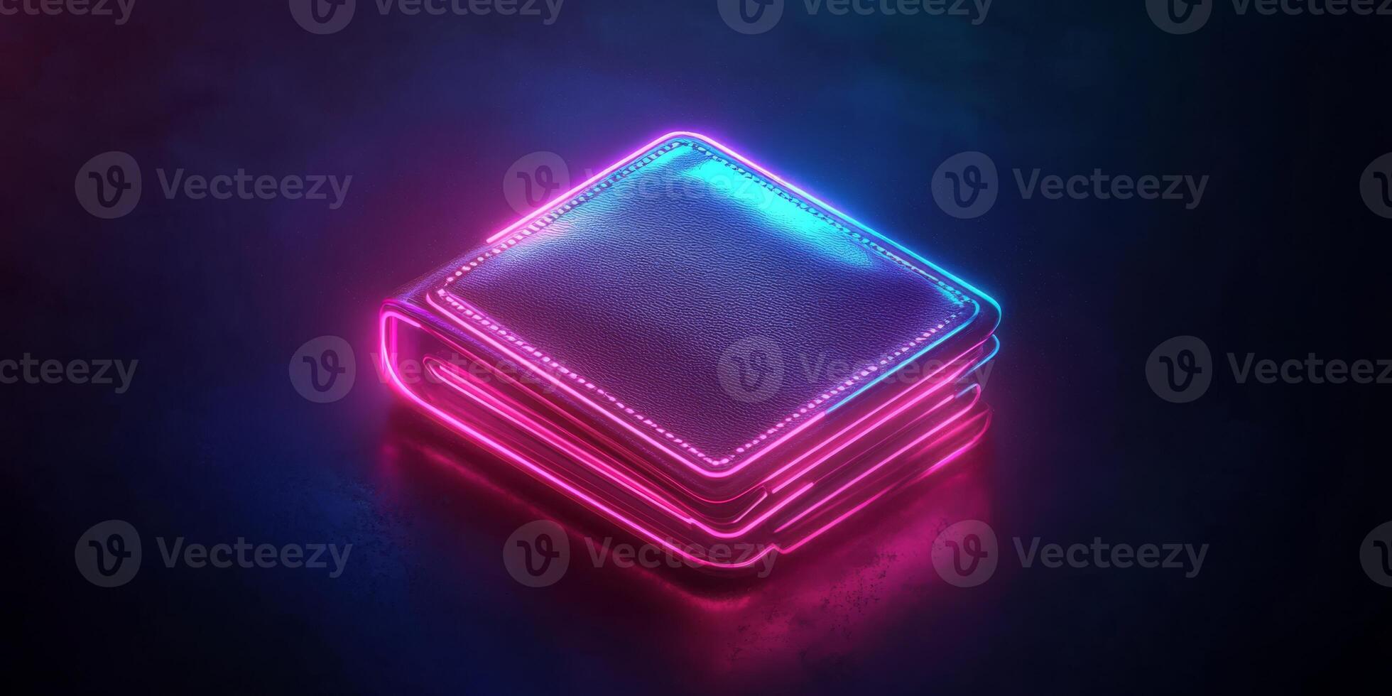 Dive into the exciting innovation of digital wallets, showcasing vibrant, glowing neon lights that represent secure online transactions and the progressive technology associated with modern finance photo