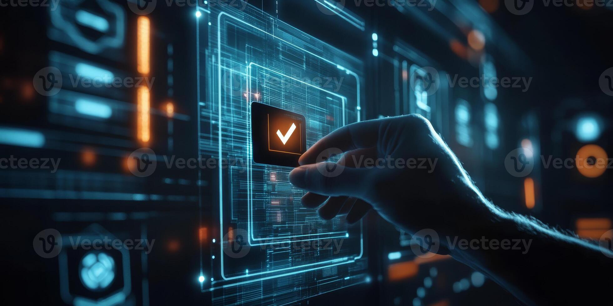 A person successfully confirms a secure online payment transaction using a digital interface that prominently features a verification tick, emphasizing the importance of safe ecommerce transactions photo