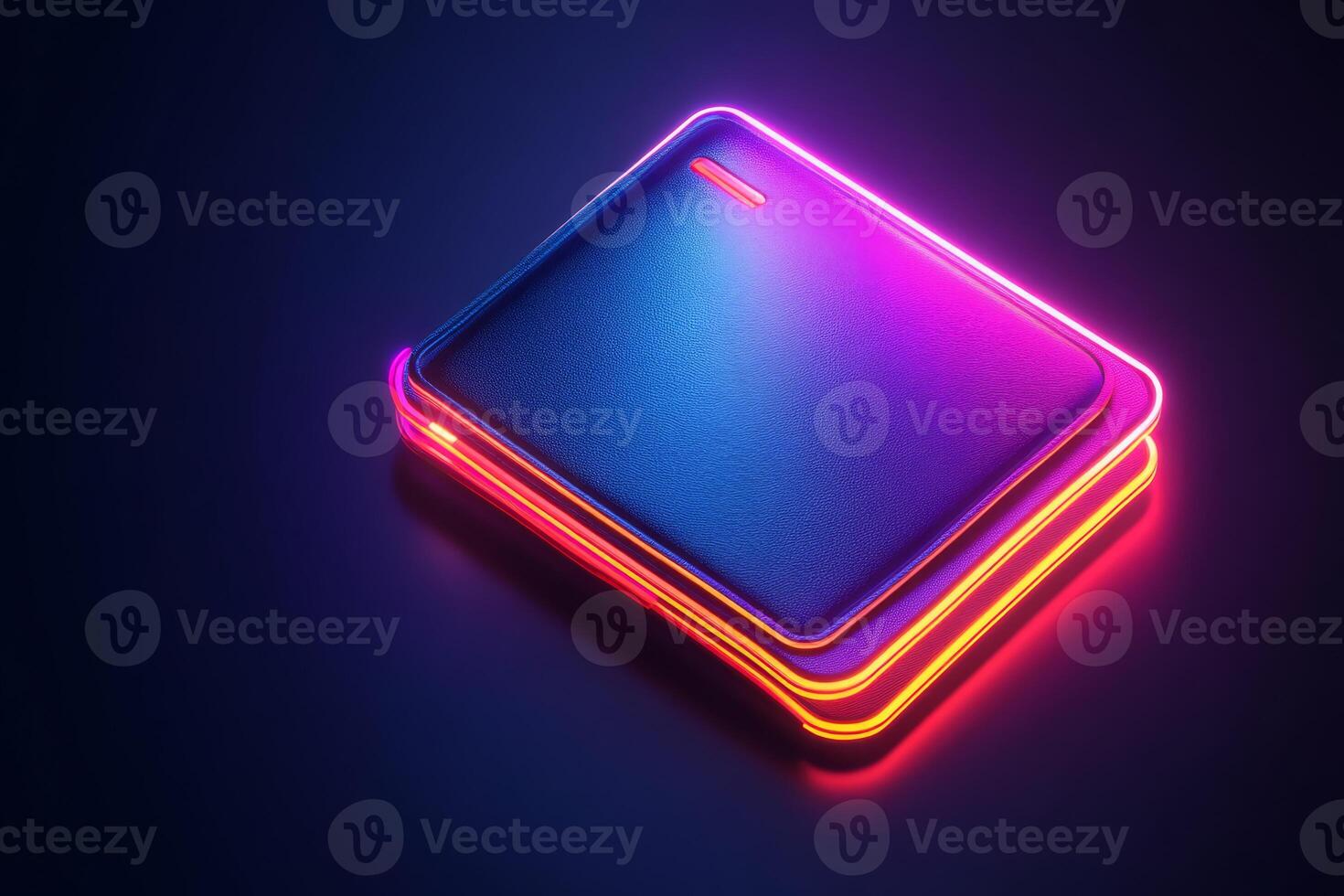 Dive into the innovative and visually striking design of a digital wallet, beautifully illuminated by vibrant neon lights, symbolizing the future of finance and the security of online transactions photo