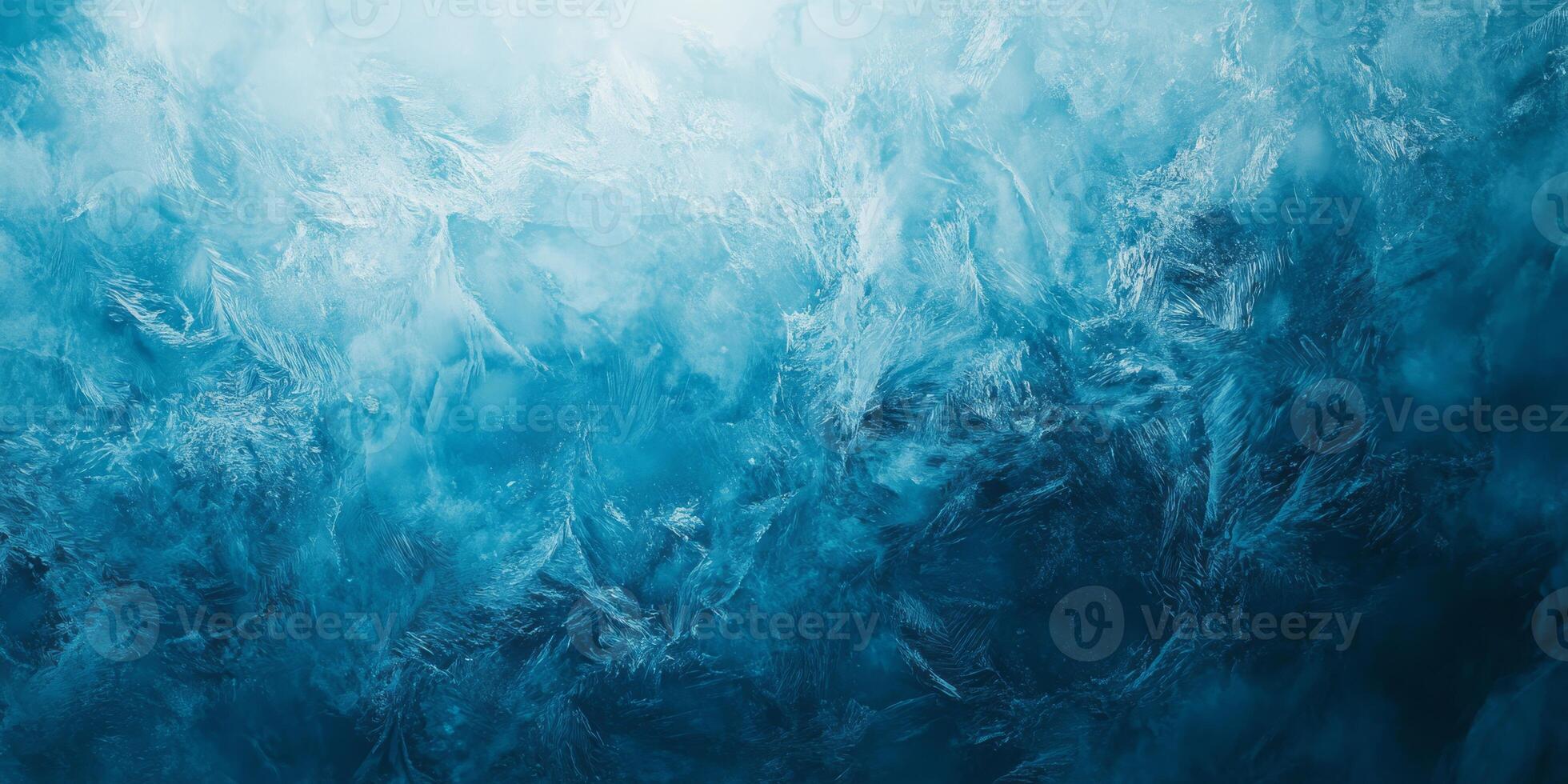 This captivating image showcases intricate frost patterns in stunning blue shades, creating an enchanting wintry atmosphere ideal for winterthemed projects or creative backgrounds photo