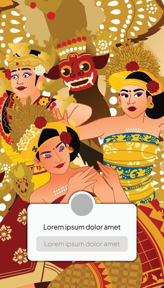 Social Media post template idea with Indonesia Bali dancer design illustration vector