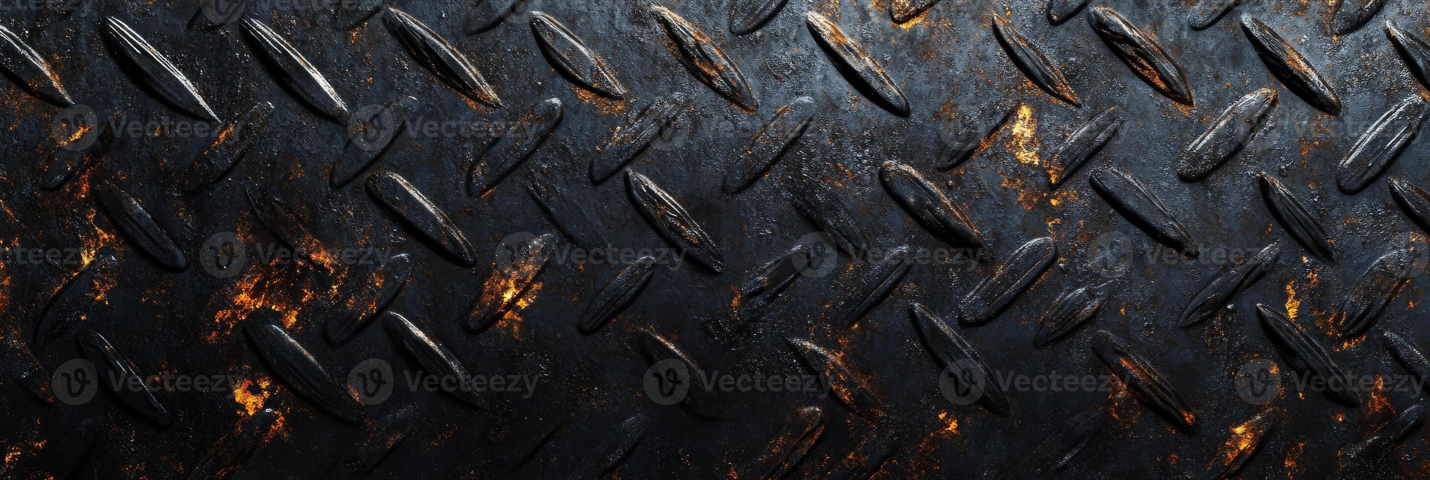 This is a stunningly detailed and textured closeup image of a grungy diamond plate metal surface, which is ideal for use in various industrial themes and applications, including backgrounds and more photo