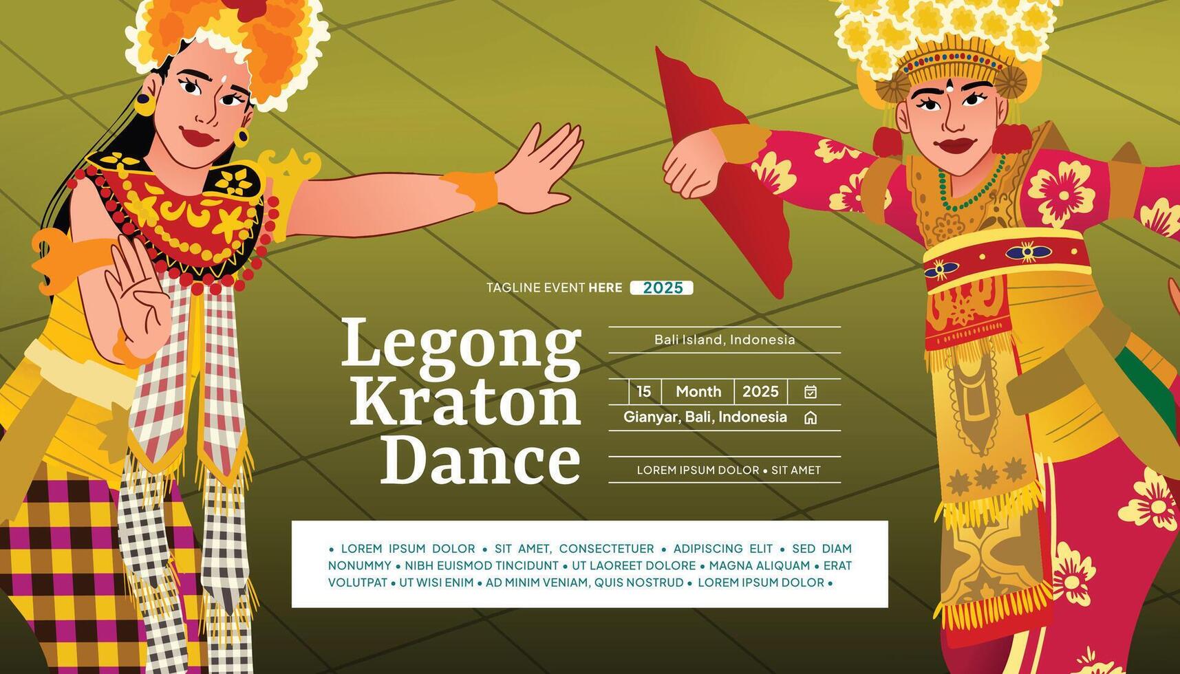 Colorful Balinese culture dancer illustration for social media or event poster vector