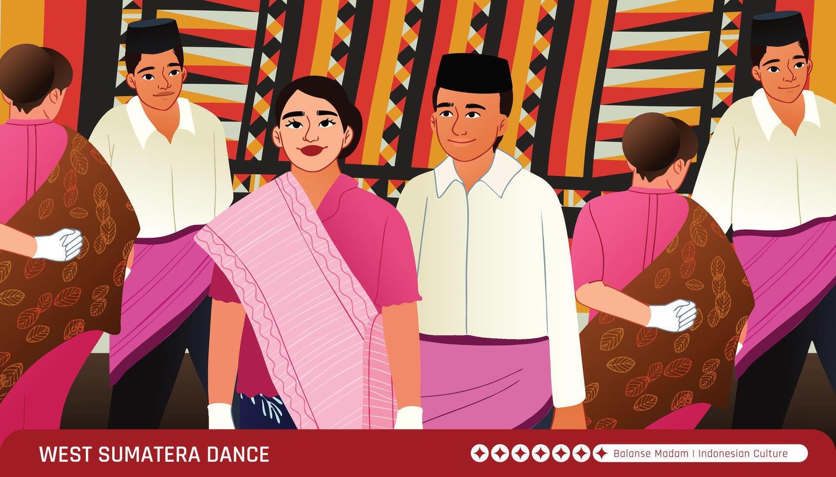 West Sumatera Balanse Madam culture flat design illustration vector