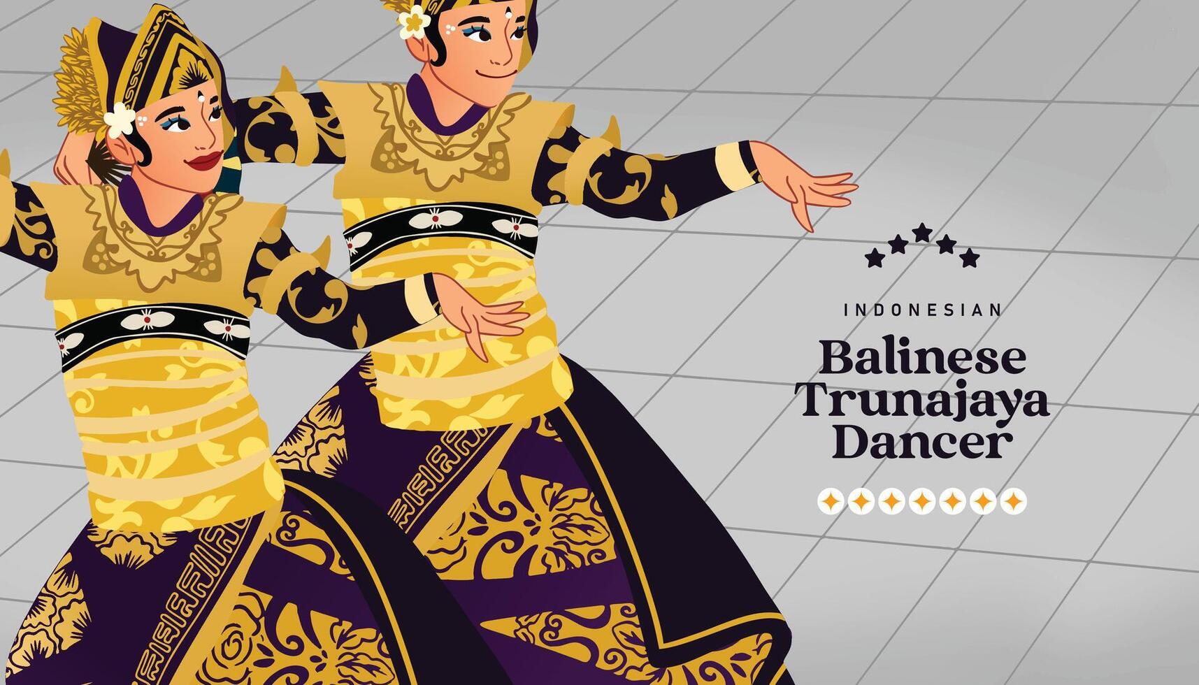 Flat design Indonesian Balinese Dancer illustration vector