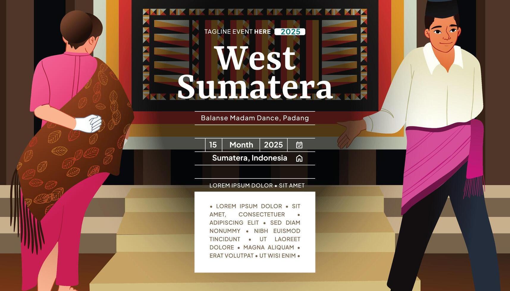 West Sumatera Balanse Madam culture flat design illustration vector