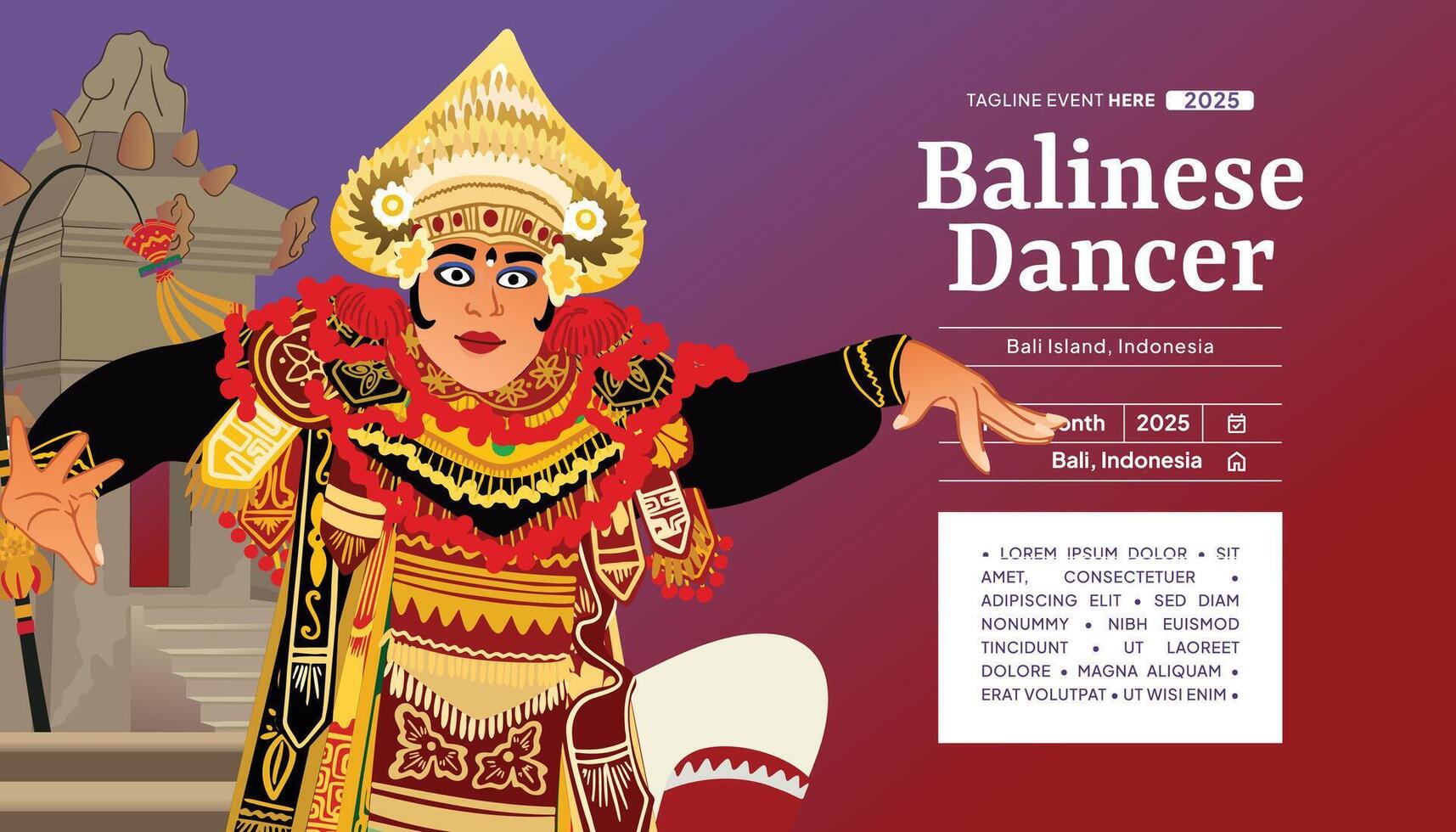 Flat design Indonesian Balinese Dancer illustration vector