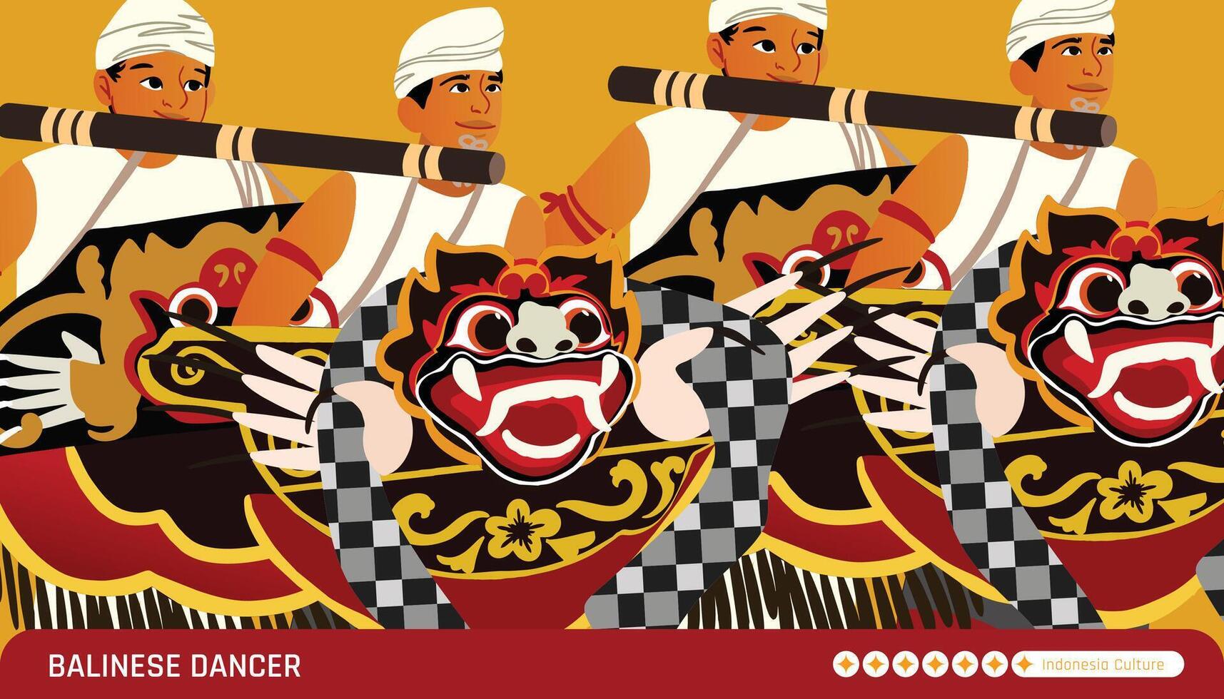 Tourism event poster layout idea with Indonesia Bali dancer illustration vector