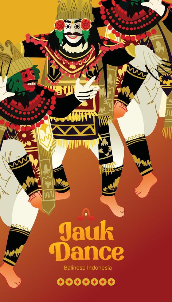 Jauk dance Balinese culture illustration vector