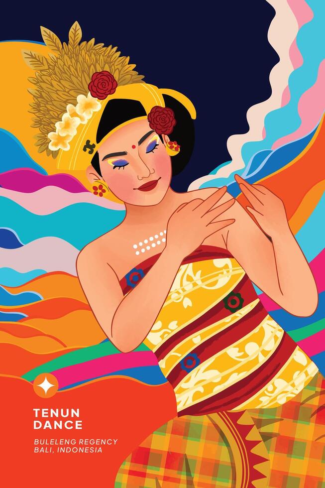 Isolated Indonesian culture Balinese Dancer illustration cell shaded style vector