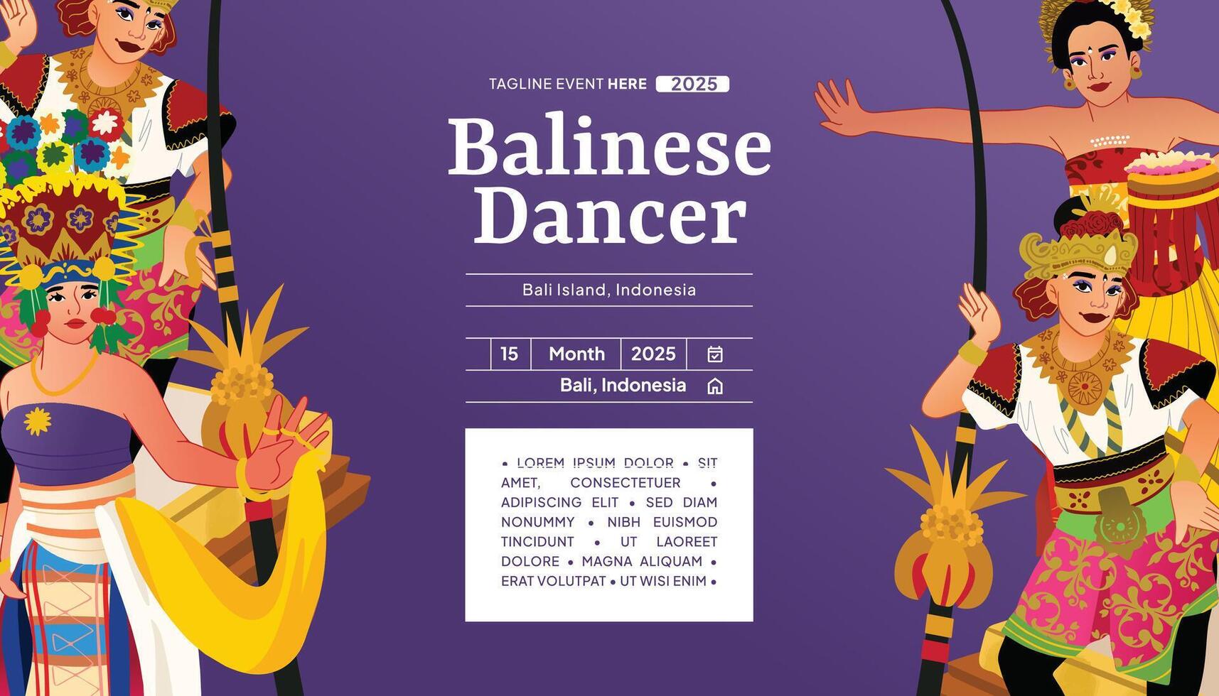 Flat design Indonesian Balinese Dancer illustration vector