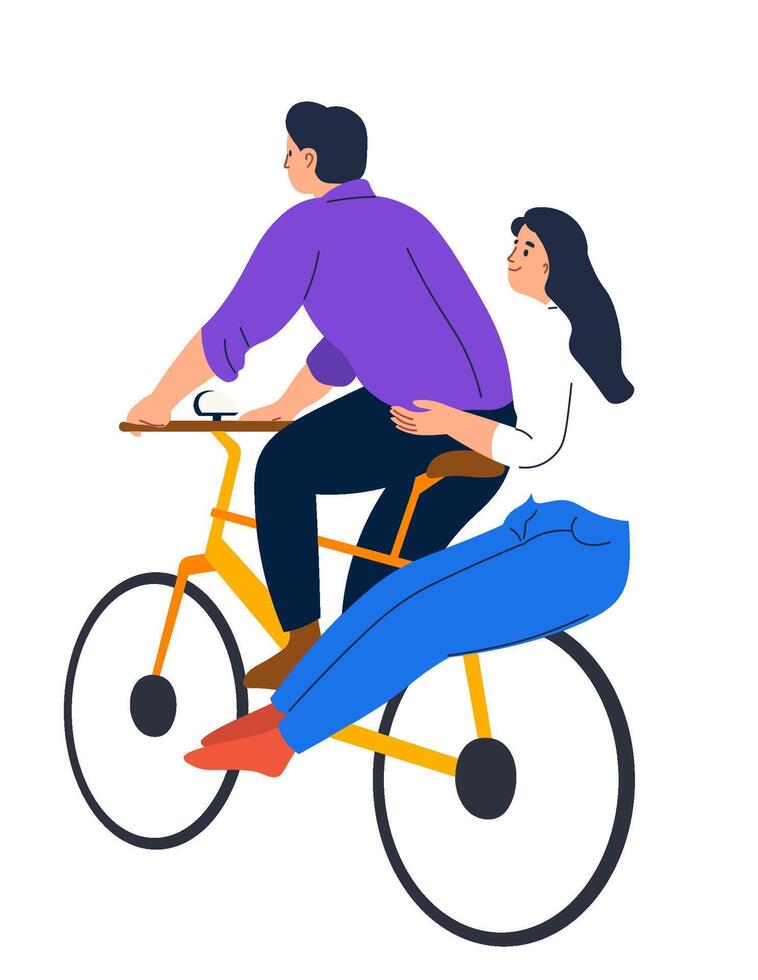 Couple Riding Bicycle Together vector