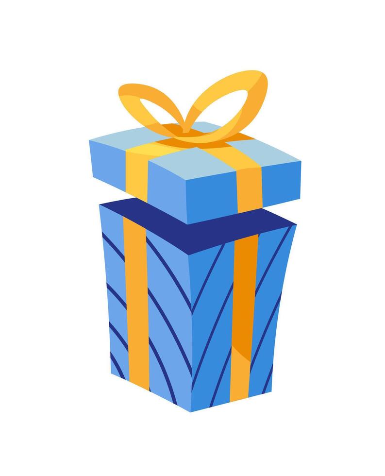 Blue Gift Box with Ribbon vector