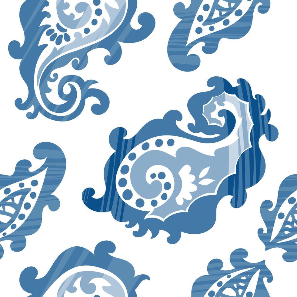 Paisley Blue Pattern Seamless Design vector
