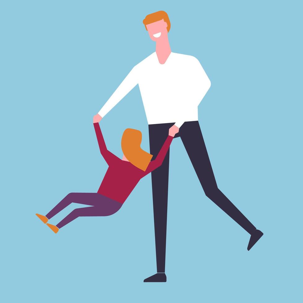 Father Swinging Daughter Playfully vector