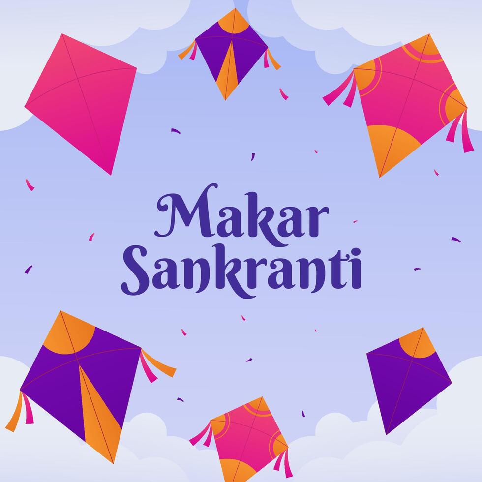 makar sankranti india festival illustration design in flat style vector