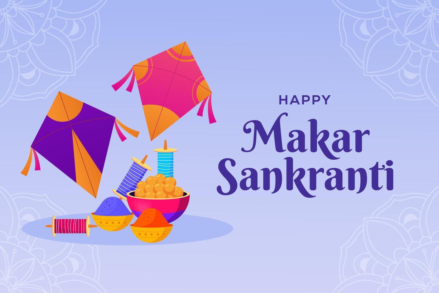 gradient makar sankranti indian festival background illustration vector