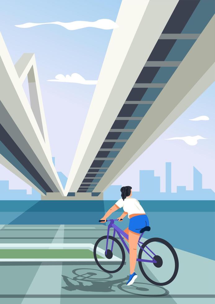 Modern City Under Bridge vector