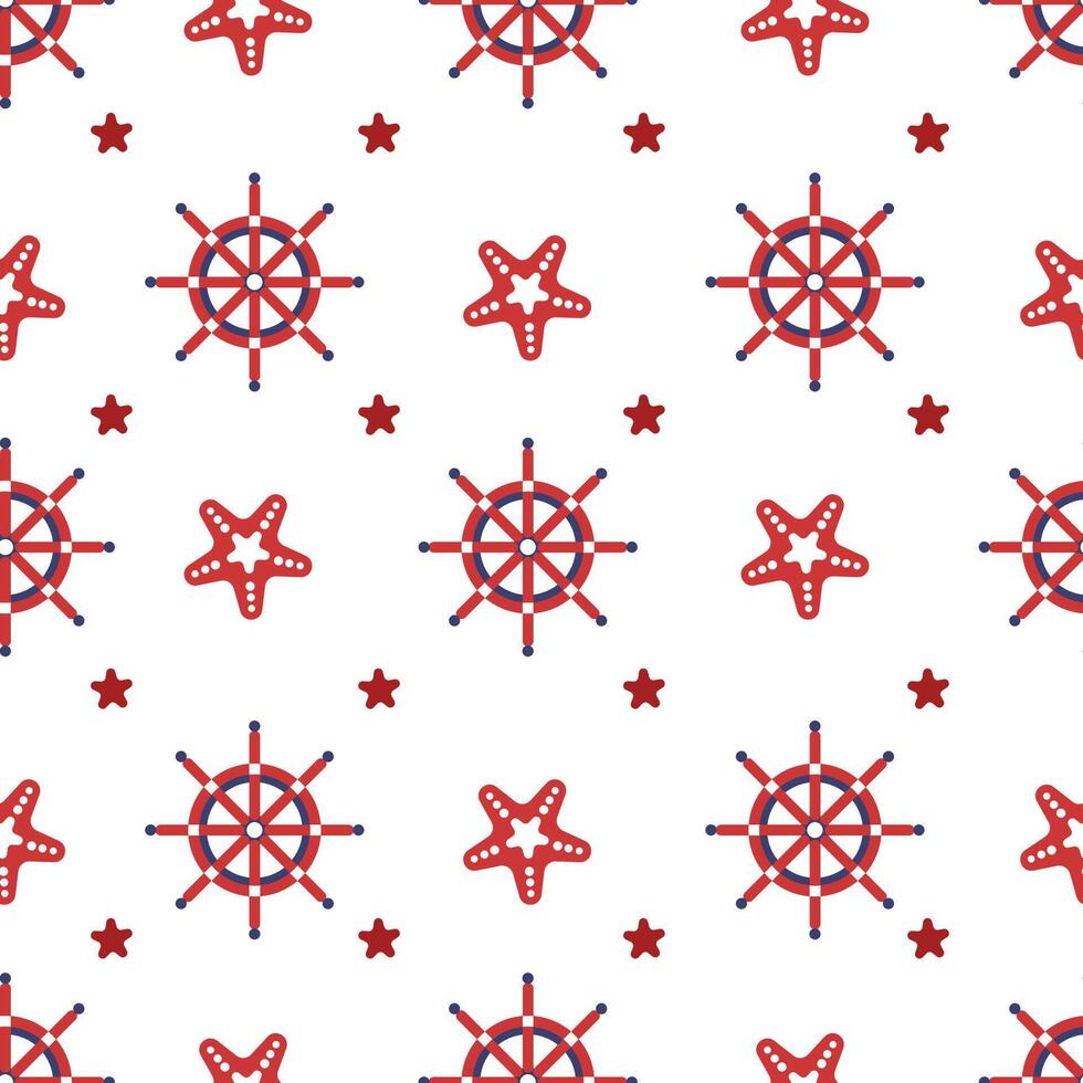 Nautical Steering Wheels And Starfish vector